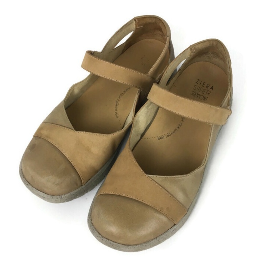Ziera Super Sport Strappy Suede Leather Mary Jane Sneakers in Tan